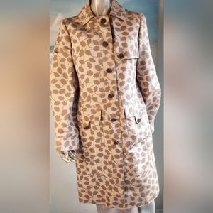 □$3,400 OSCAR DE LA RENTA GORGEOUS SILK LINED TRENCH RAIN COAT US L